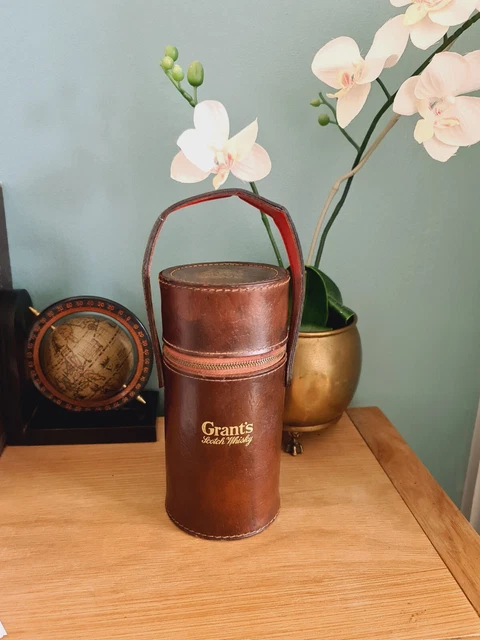 Glenffidich Drinking Flask  Whisky Brandy Spirits Leather Casing United Kingdom