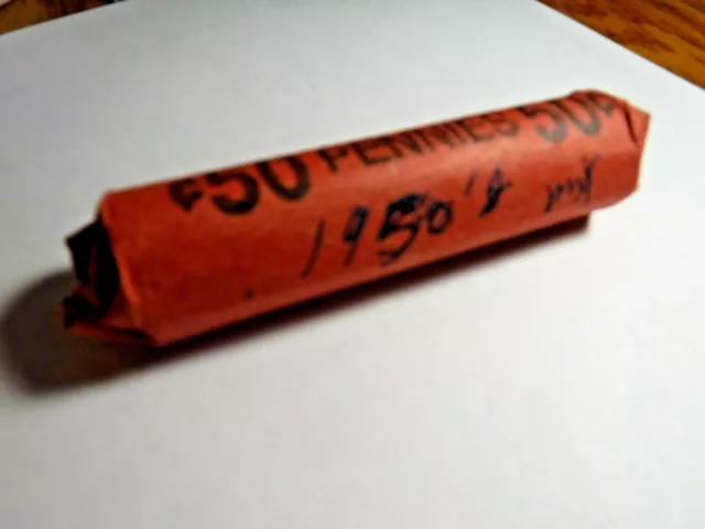 A Roll of 50 Penny, from the 1950's mix, all Wheat, circulated, great condition!