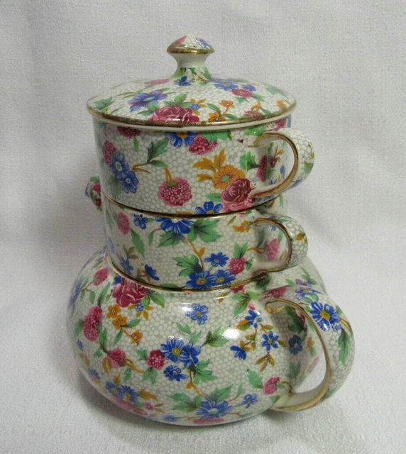 Royal Winton Grimwades England OLD COTTAGE CHINTZ Mini Stacking Teapot REDUCED!! 7