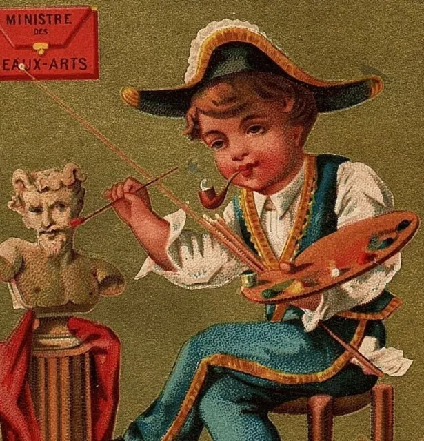Trousseaux Trade Card French Victorian Young Man Sitting In A Chair Art Pallet