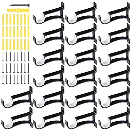 Set of 20 Curtain Rod Bracket Heavy Duty Curtain Rod Holders Black Curtain Rod