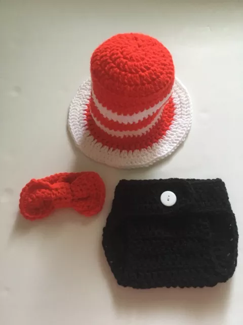 Crochet Dr Seuss inspired outfit, Newborn Photography, Photoprop, baby costume
