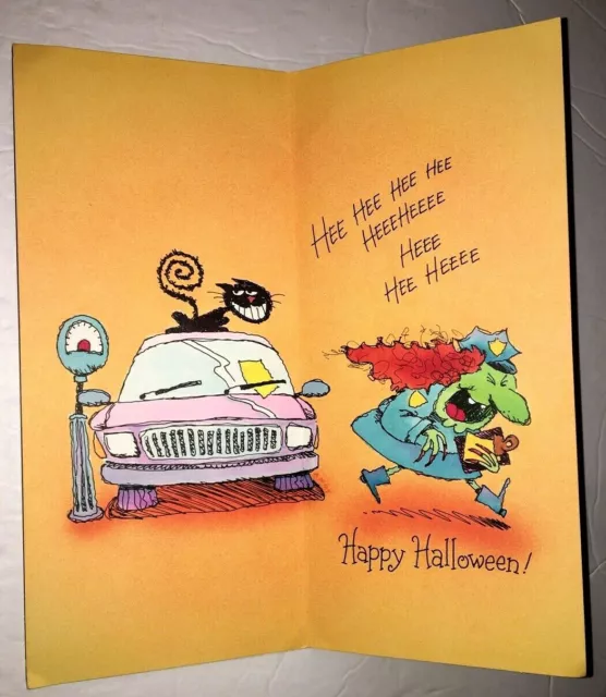 Vintage Halloween Greeting Card Hallmark - Witch Meter Maid - UNUSED w/ Envelope