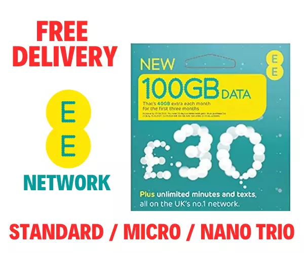 EE SIM Card PAYG Nano/Micro/Standard TRIO SIM CARD Pay As You Go Only Ee/ee UK