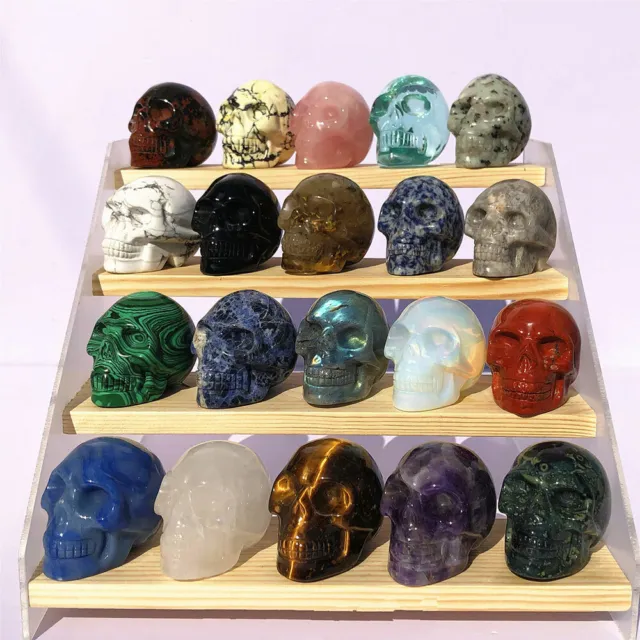 Natural Skull Quartz Crystal Polished Carved Reiki Healing 2'' Energy Halloween