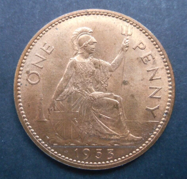 Uncirculated Queen Elizabeth Ii 1953 Penny With Full Lustre