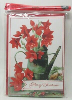 Red Amaryllis Gardening CHRISTMAS HALLMARK CARDS Pkg of 10 NEW Marjolein Bastin