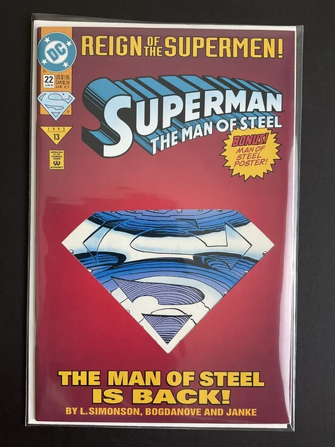 Superman Man of Steel #22 DC Comics 1993 Die-cut Double Cover Poster Boarded 2