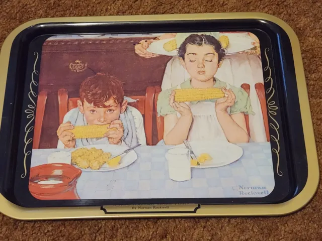 Vintage Metal Serving Tray Norman Rockwell "Who's Having More Fun?" 17 X 12"