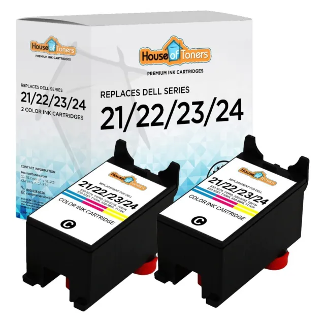 2PK Series 21 22 23 24 Color Ink Cartridges for Dell V313 V515w Printer