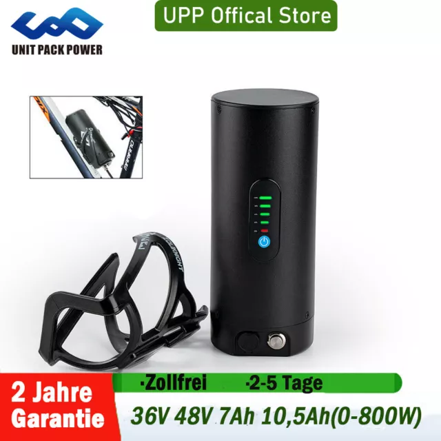 UPP 36V 48V 7Ah 10,5Ah Mini Flasche Elektrischer Ebike Akku Lithiumbatterie LED