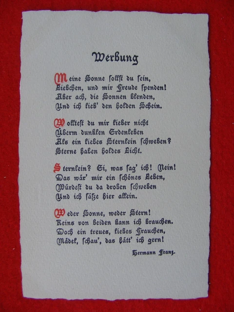 POSTKARTE ANSICHTSKARTE KLEINFORMAT alt Gedicht Stilleben altdeutsch ...