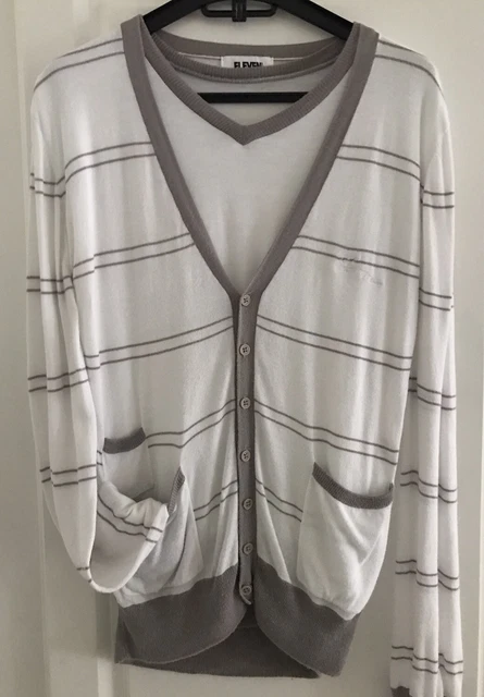 Twin Set Pull Blanc Fine Maille Et Gilet Rayures Gris Taupe Col V Eleven M Eur 9 99 Picclick Fr