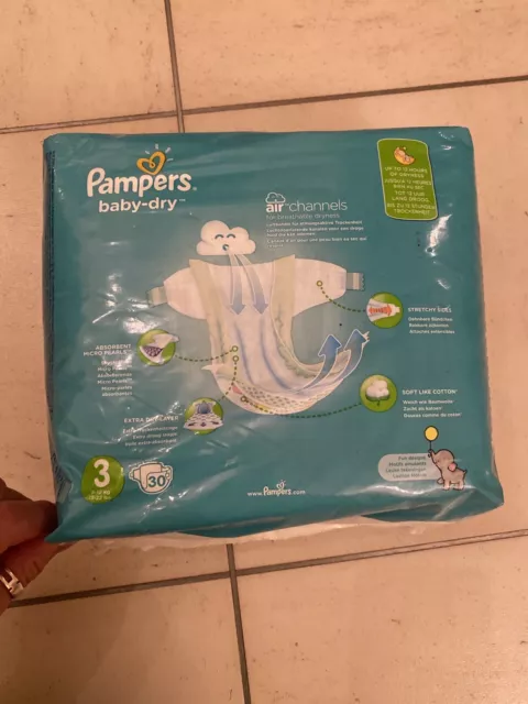 Lot de 2 couches Baby Dry Pampers Taille 3 6-10kg (2x30) 3