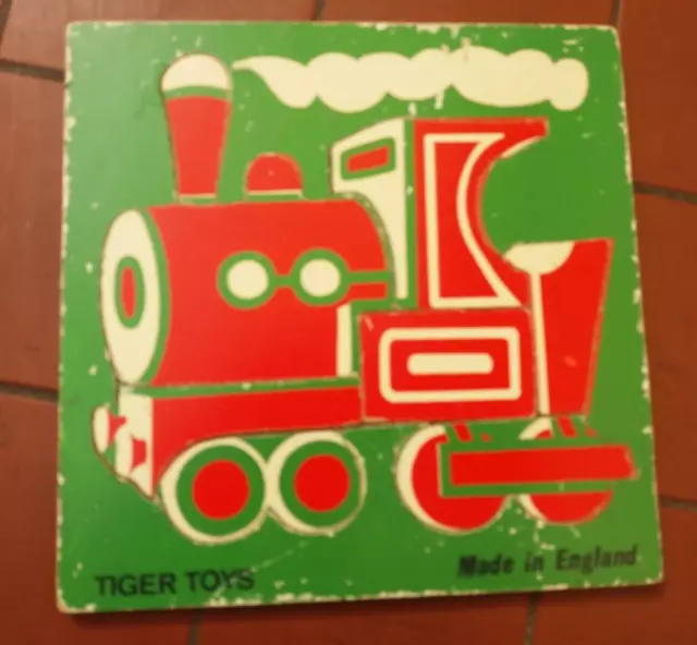 TIGER TOYS Wooden Childrens Jigsaw Puzzle Board Train Vintage