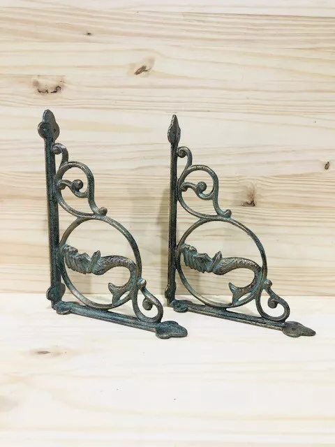 2 Cast Iron MERMAID Brackets Garden Braces Shelf Bracket Corbel Beach Nautical