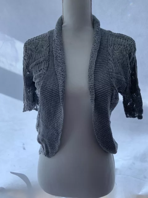 cardigan bina size s grey  cropped crochet short sleeve BNWT