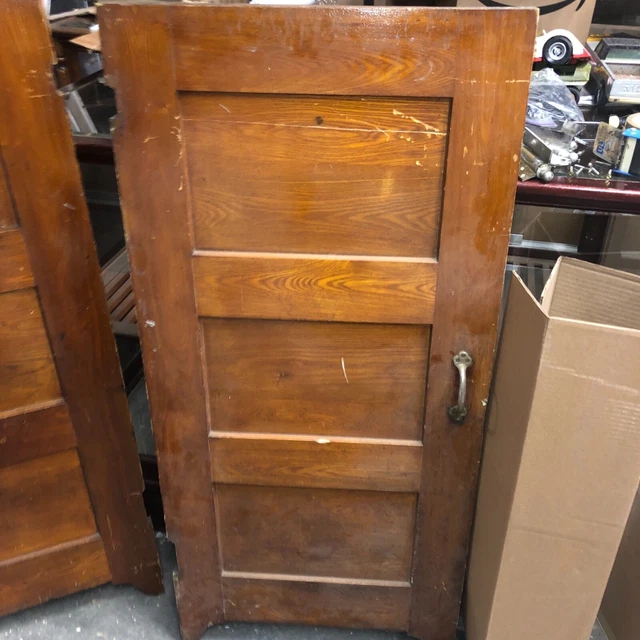 c1900 vintage pine saloon style door 52” x 23” original hardware restroom stall