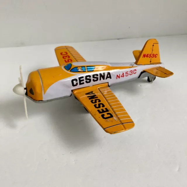 Vintage 1960's Japan Tin Cessna Airplane Friction Toy Plane