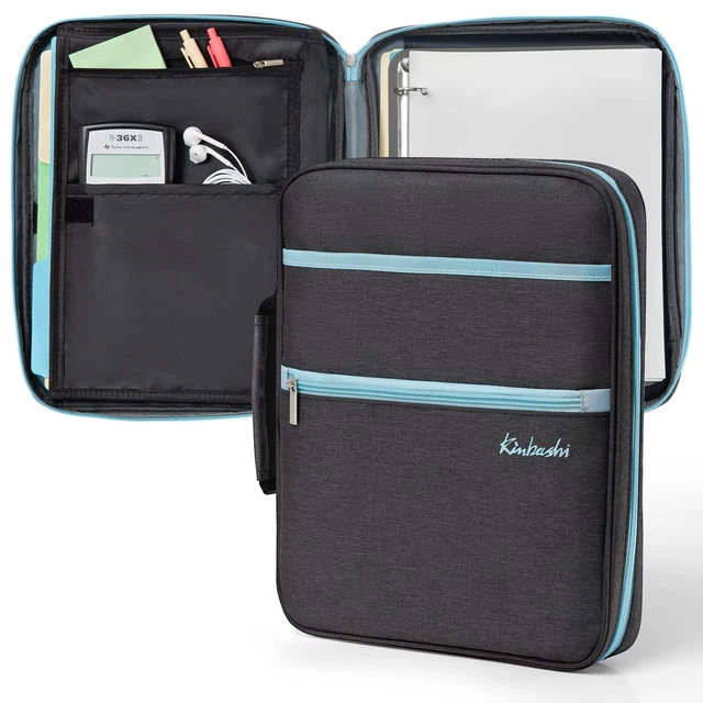Zipper Binder, 1 Inch 3 Rings Binder with Internal Pockets and Dividual (Black)