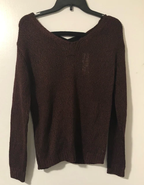 Harper Heritage Burgundy Bobble Knit Crewneck Sweater Womens SZ Medium