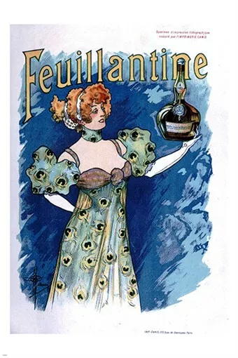 feuillantine FRENCH LIQUOR AD beautiful gown OLD SCHOOL style RARE 20x30 hot