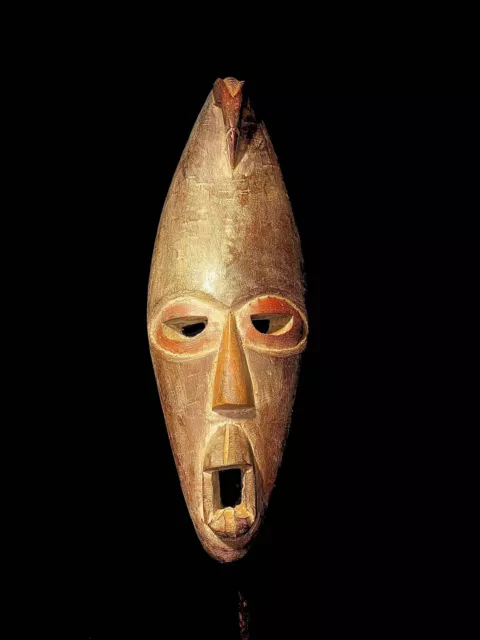 African Antique mask hand carved wooden wall decor tribe art Vintage dan -3117