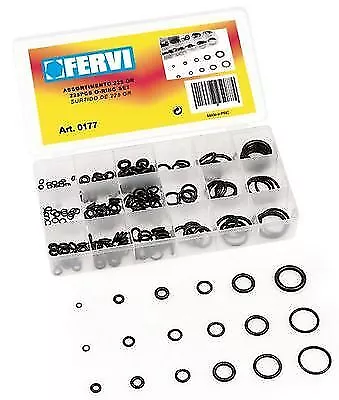 Serie Set Kit Assortimento 225 Or O-Ring Anelli In Gomma Guarnizioni Fervi 0177