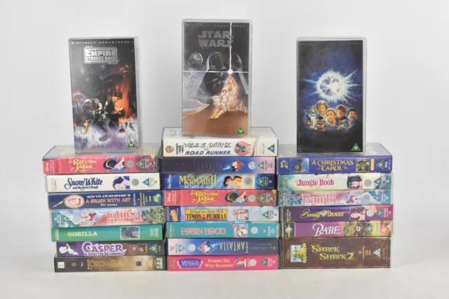 Collection Of 24x Retro VHS Tapes Disney, Star Wars Rated PG & U