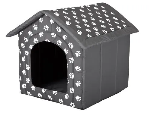 Dog House Grey with Paws Small