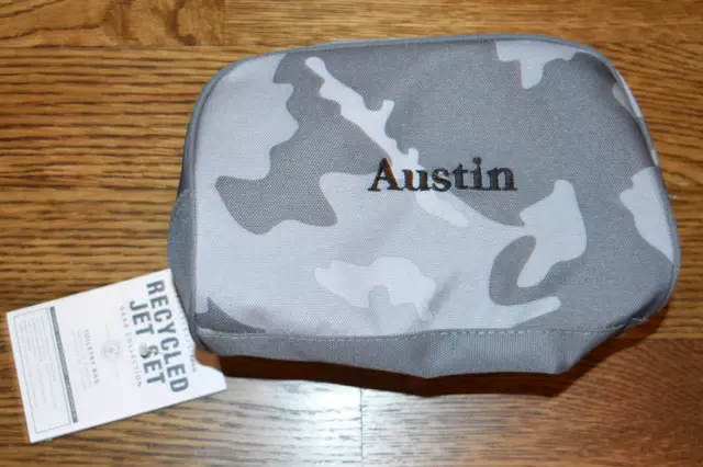 Pottery Barn Teen Jet-Set Gray Camo Recycled Toiletry Bag NEW NWT Austin