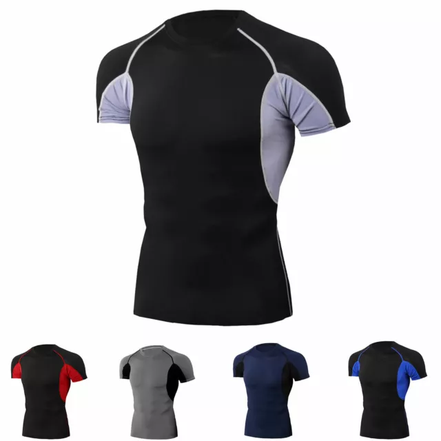 Men's Compression Top  Running Gym Short Sleeved Cool Dry Gym Shirt Quick-dry