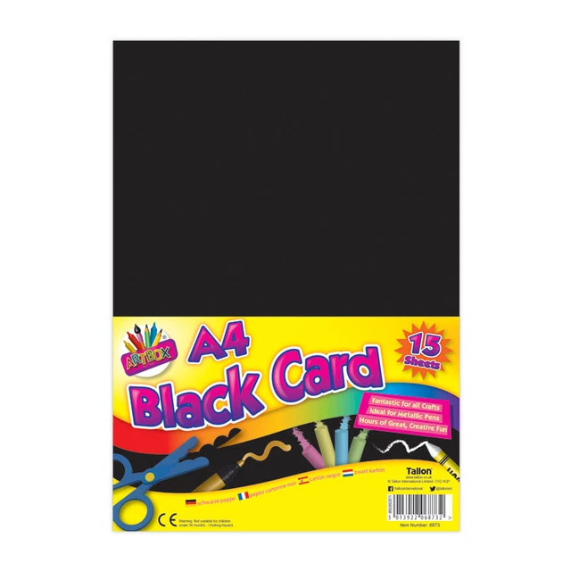 A4 Black Activity Card 15 Sheets Art Paper Craft Office Collage Use 250Gms