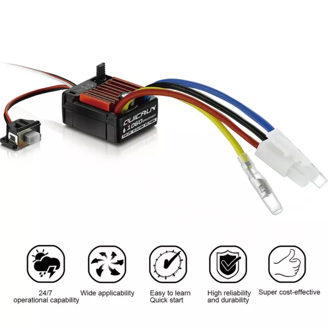 🐀HobbyWing QuicRun 1/10 Waterproof Brushed 60A Electronic Speed Controller ESC