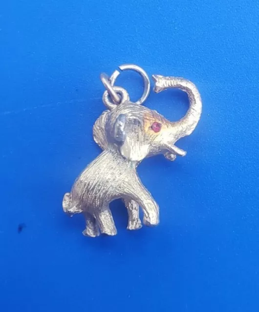 Vintage Gold Tone Lucky Trunk Up Elephant Pendant Charm