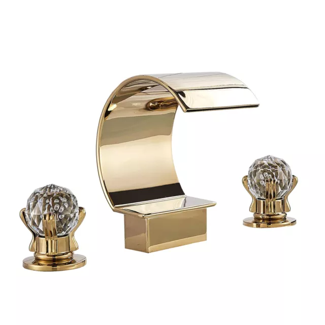 8" Widespread Bathroom Sink Faucet 3 Hole Waterfall Vanity Basin Mixer 2 Handle