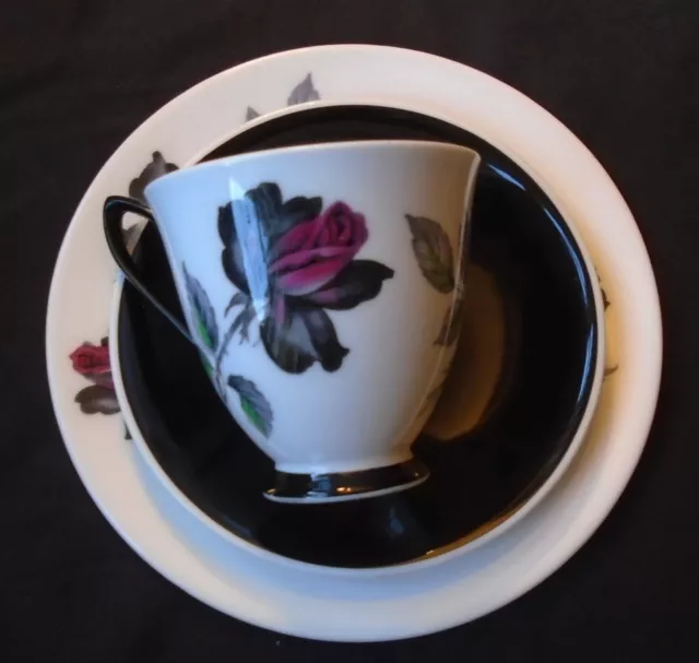 Royal Albert Masquerade Tea Cup & Saucer & Side Plate Trio 1950s vintage vgc