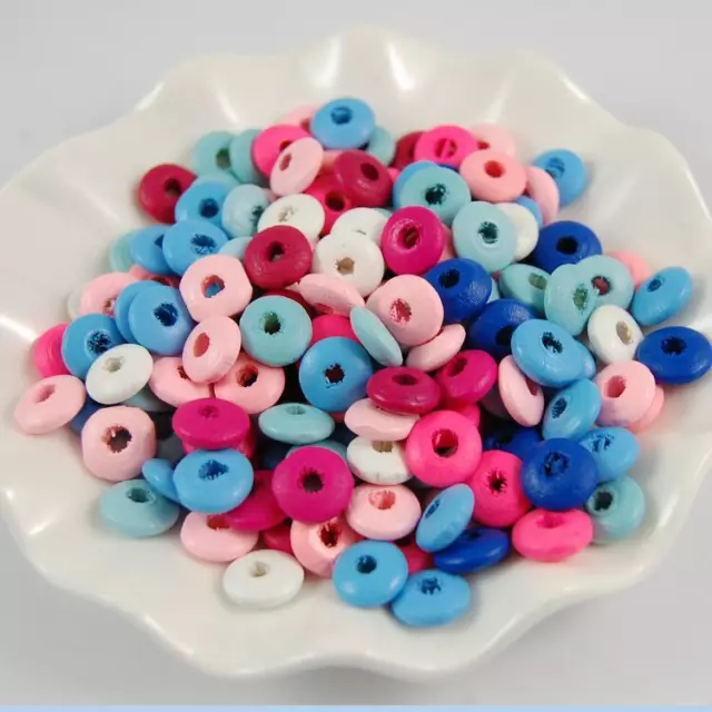 100Pc 10mm Mixed Wooden Loose Bead For Jewelry Making, Macrame Beads Large Hole