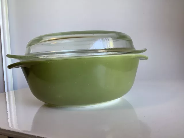 Vintage Agee Pyrex Sage Green Small Round Casserole With Lid CR 200