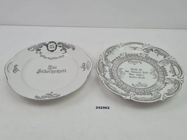 2X TELLER PORZELLAN Koenigszelt Silberhochzeit Jubil um Spruch Deko 2x-teller-porzellan-koenigszelt-silberhochzeit-jubil-um-spruch-deko