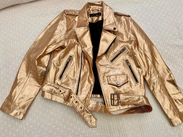 Zara rose gold leather jacket new arrivals