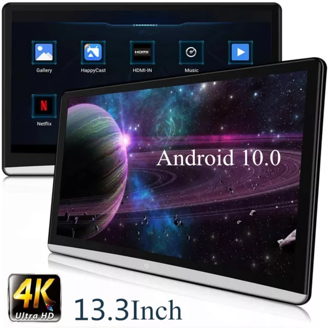 2X 13.3" Android 10 Car Headrest Monitor Screen 1080P WIFI Bluetooth HDMI FM USB