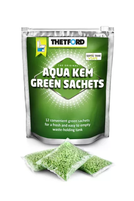 Thetford Aqua Kem Green 12 Sachets toilet additive waste tank chemical T30530ZK