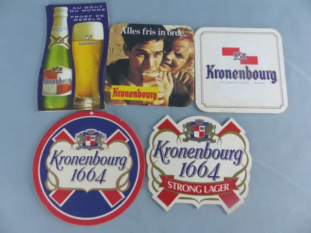 Lot de 5 SOUS BOCK différent KRONENBOURG 1664 EXPORT coaster Bierdeckel F66