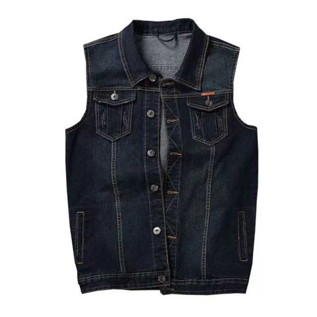 Gilet Uomo Denim Gilet Gilet Top Camicia Senza Maniche Giacca Jeans Top Tasca