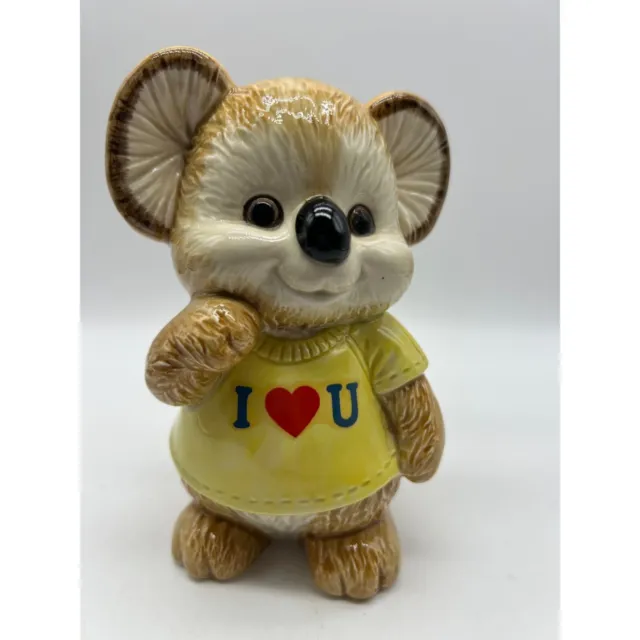Vintage Japan Koala Bear Figurine Bank "I love you" Great Condition No stopper