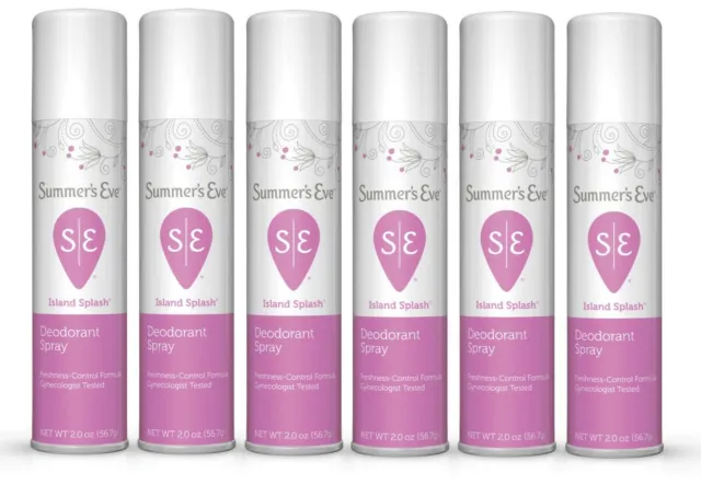 Paquete de 6 aerosoles desodorantes femeninos Summer's Eve Island Splash 2 oz