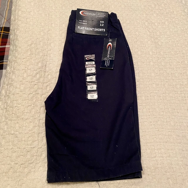 Boys Premium Authentic SchoolWear & Uniforms Flat Front Shorts Navy Size 12 3012