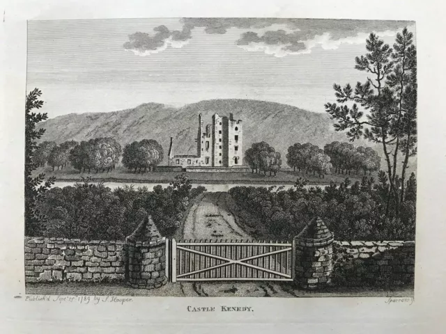 1789 Antique Print: Castle Kennedy, Dumfries and Galloway, Scotland after Grose