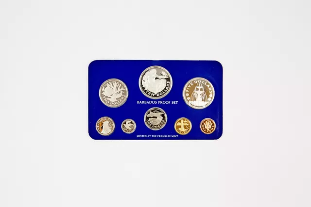 1979 Barbados 8 Coin Proof Set w/Box & COA with Neptune $1 Silver